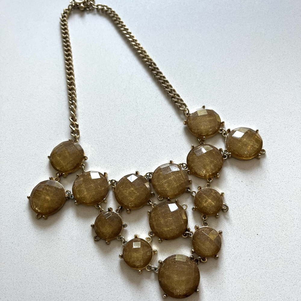 Geometric Light Brown / Gold Statement Necklace - image 5